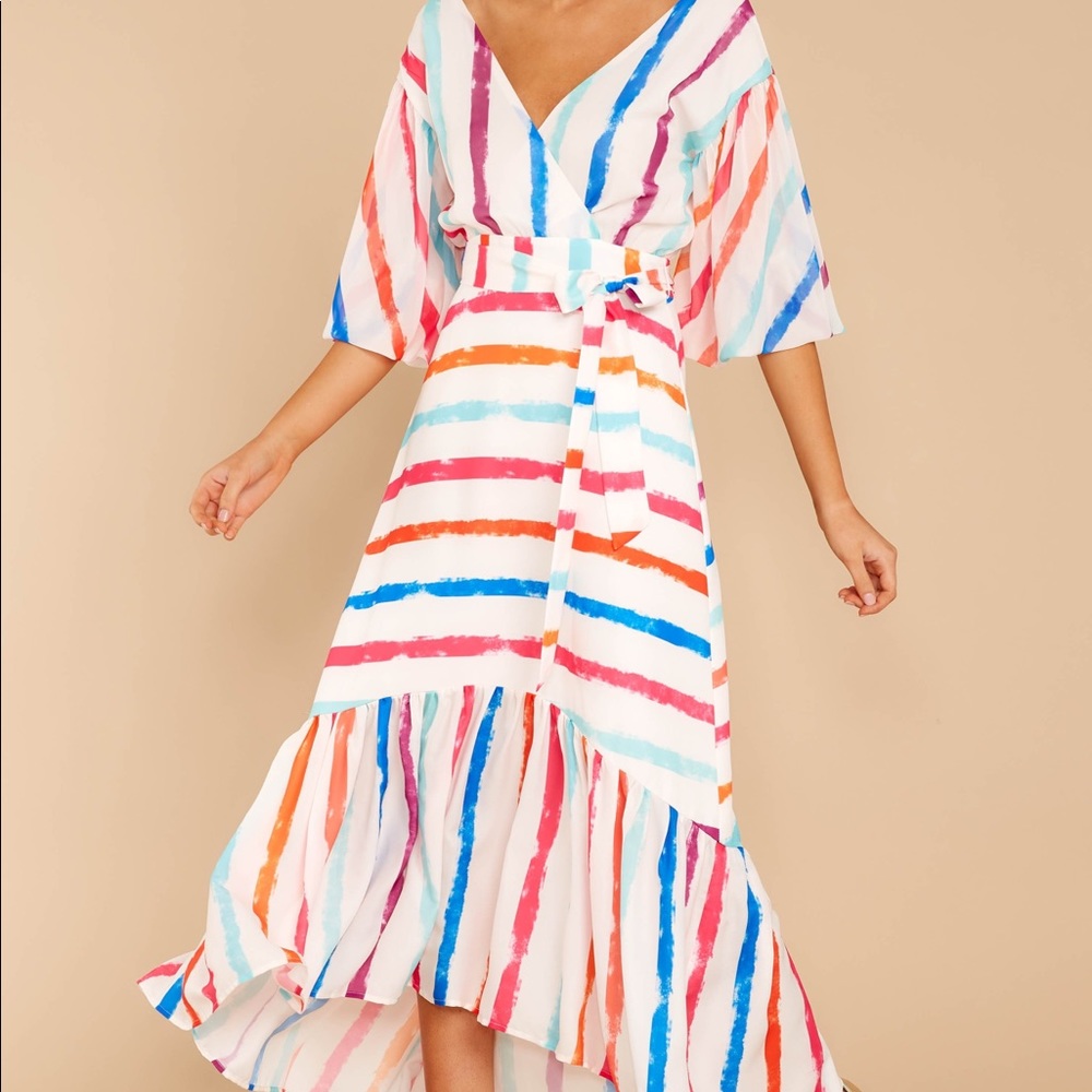 NWOT Red Dress Boutique Rainbow Maxi Dress